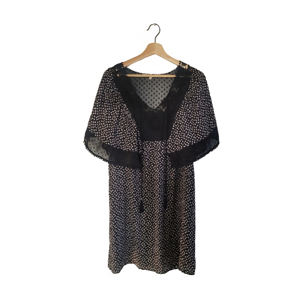 🎈Sale🎈DANIEL RAINN Size S Boho Floral Lace Trim Mini Dress